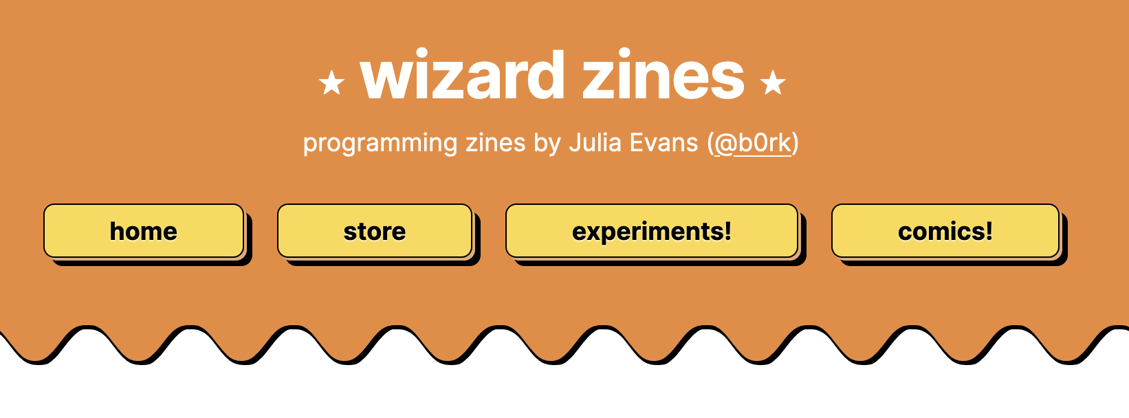Screenshot of wizard zines