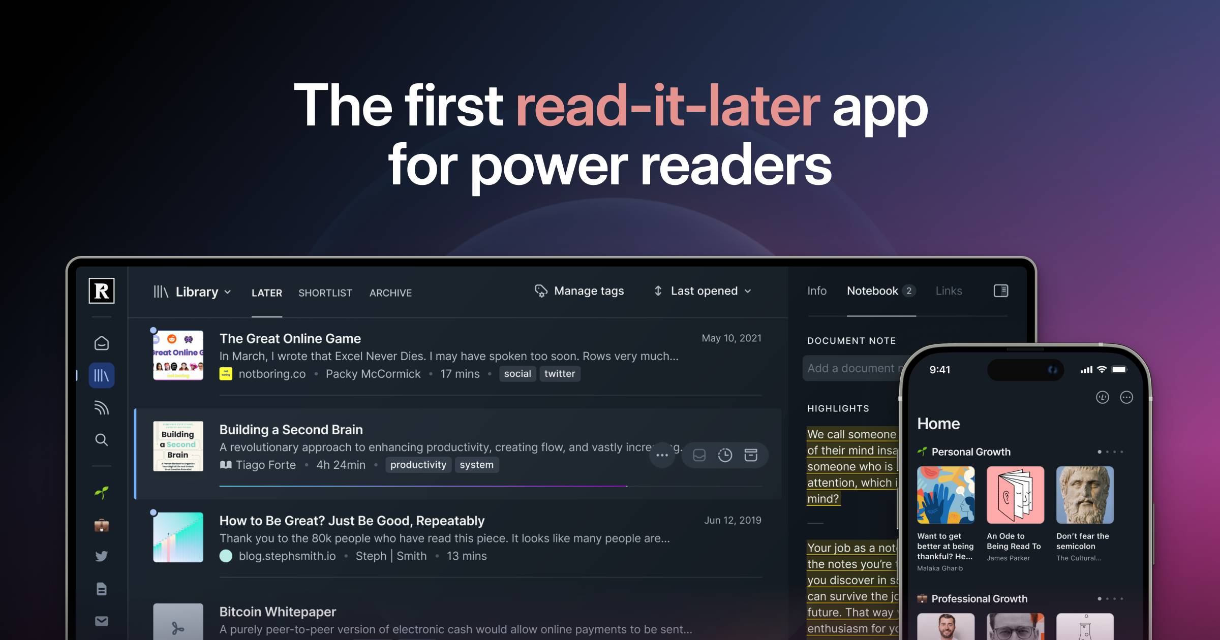 Screenshot of Readwise Reader